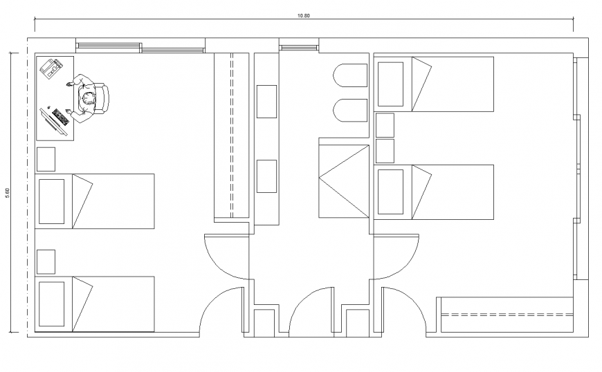 Bedroom detail elevation and plan layout file