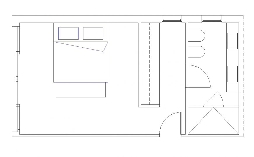 Bedroom detail elevation and plan view dwg file