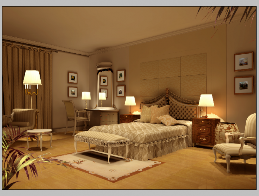 Bedroom elevation CAD blocks detail 3d model layout Photoshop file