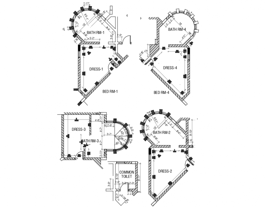 Bedroom furniture and layout plan and interior details dwg file