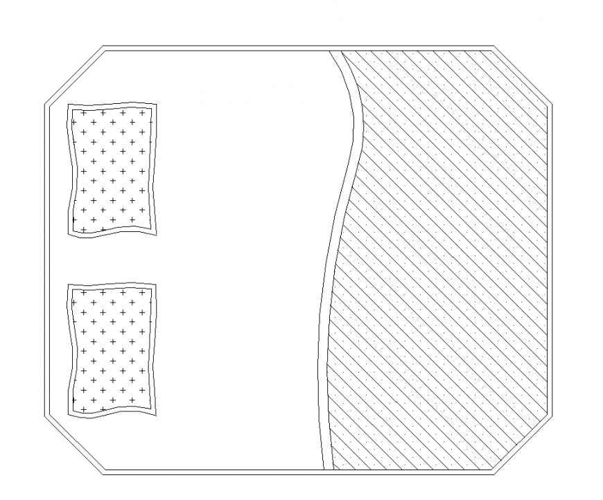 2D Bed Structure Layout of Bedroom Furniture in DWG Format