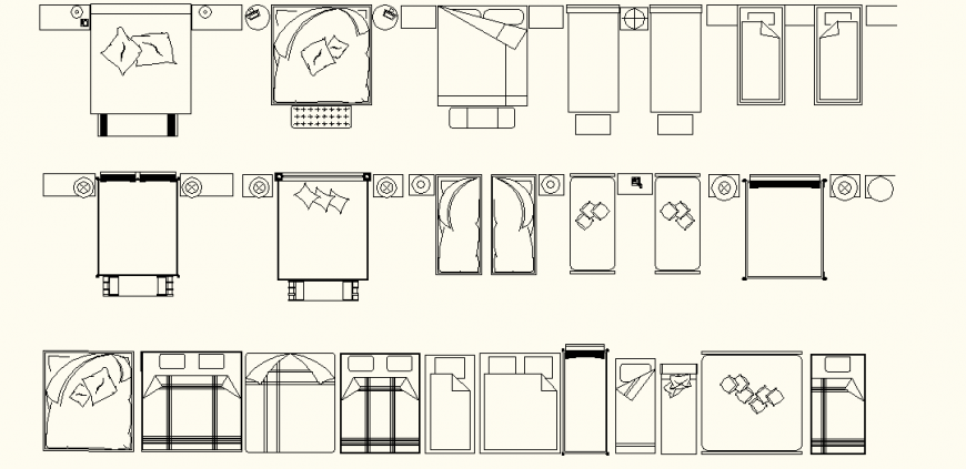 Bedroom Furniture Plan and Elevation in DWG CAD Drawing