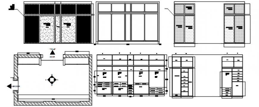Bedroom furniture elevations and carpentry cad drawing details dwg file
