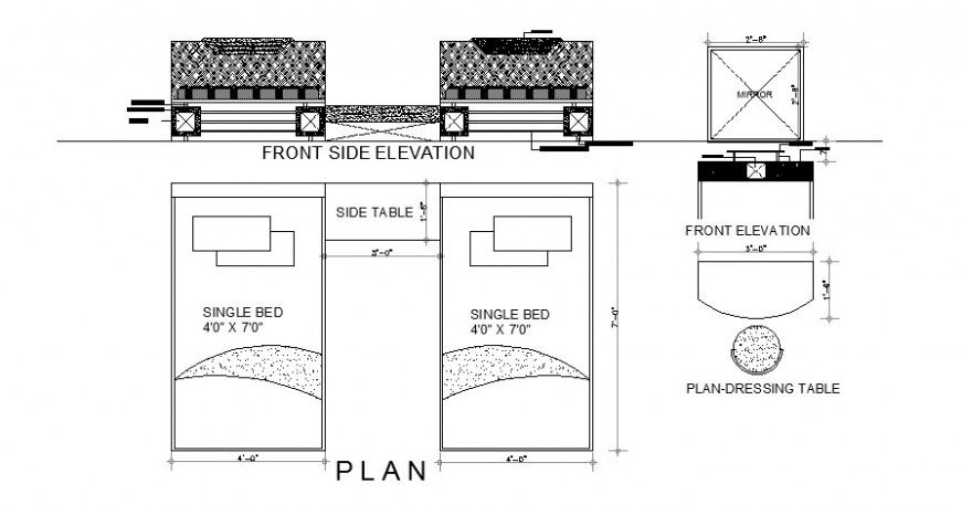 Bedroom furniture multiple blocks cad drawing details dwg file