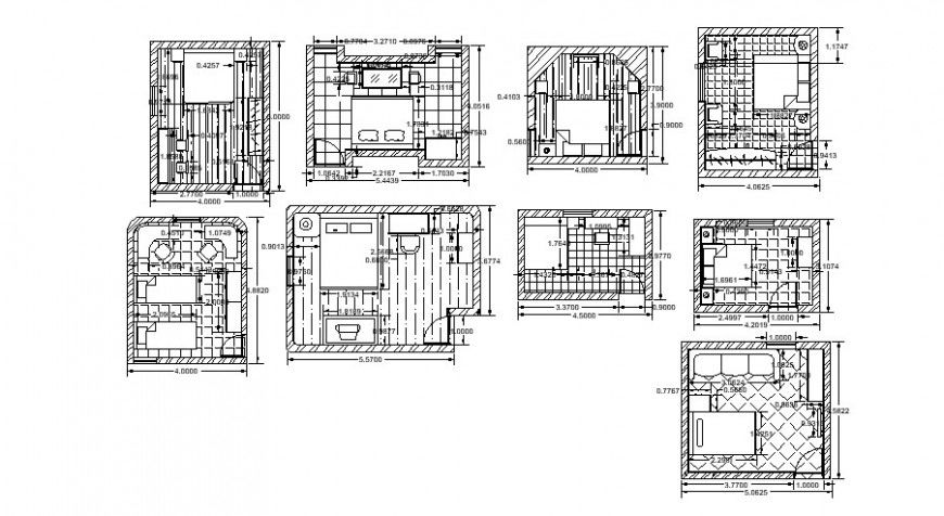 Bedroom interior different plan in auto cad file