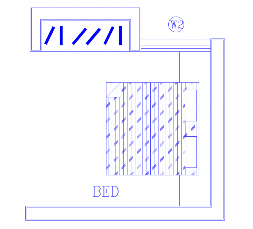 Bedroom interiors with furniture block 2d view autocad file