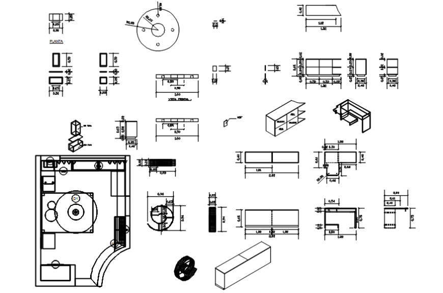 Bedroom of child with detail in auto cad file