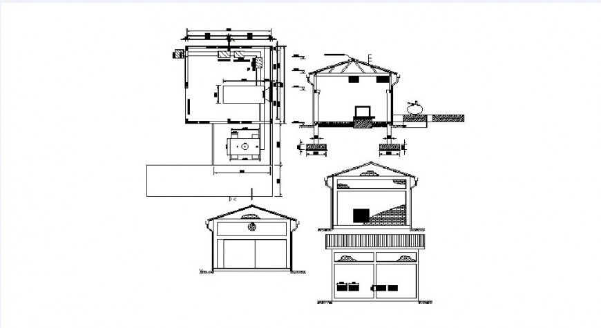 Bedroom of house elevation, section and plan cad drawing details dwg file