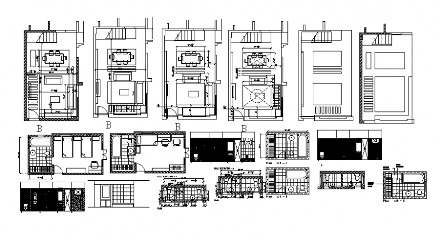 Bedroom plan and drawings room details autocad file