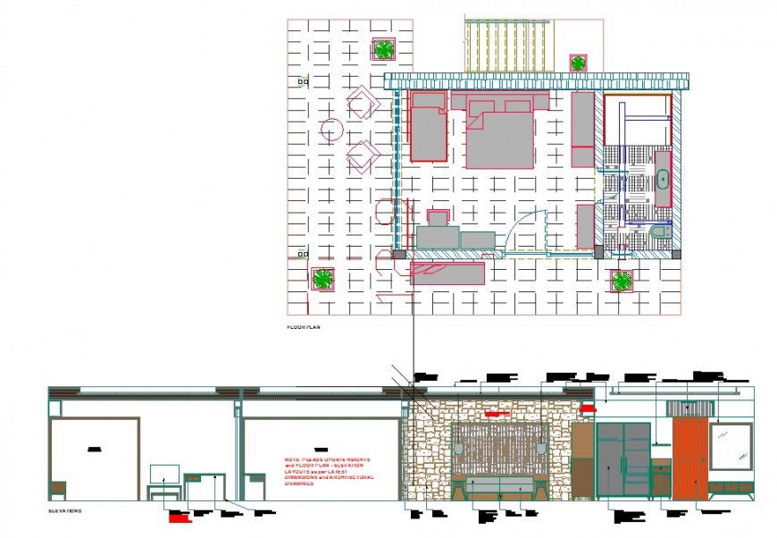 Bedroom plan and elevation detail