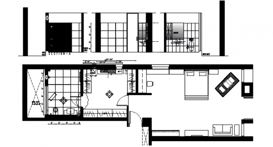 Bedroom plan and elevation drawings 2d view autocad software file