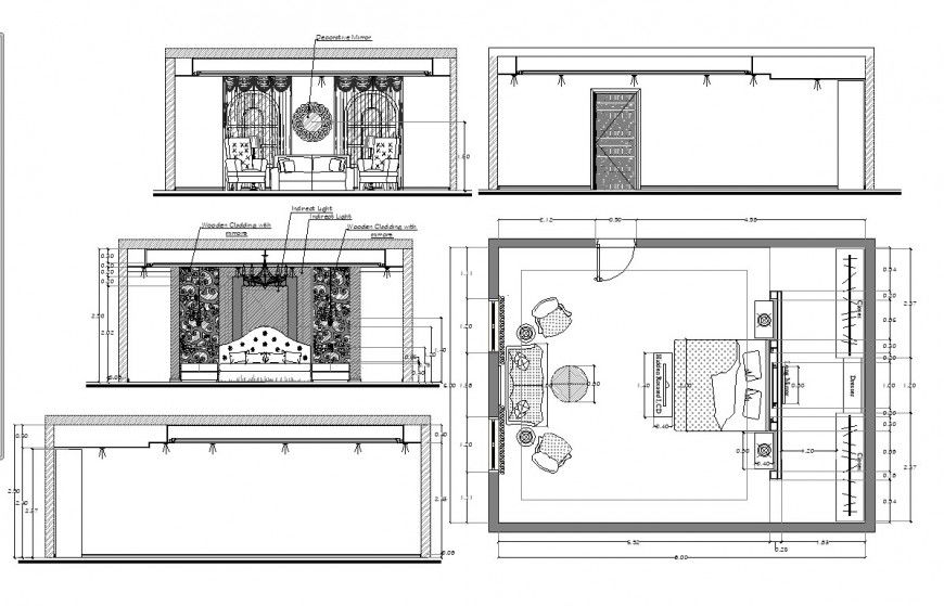 Bedroom plan and elevation layout file