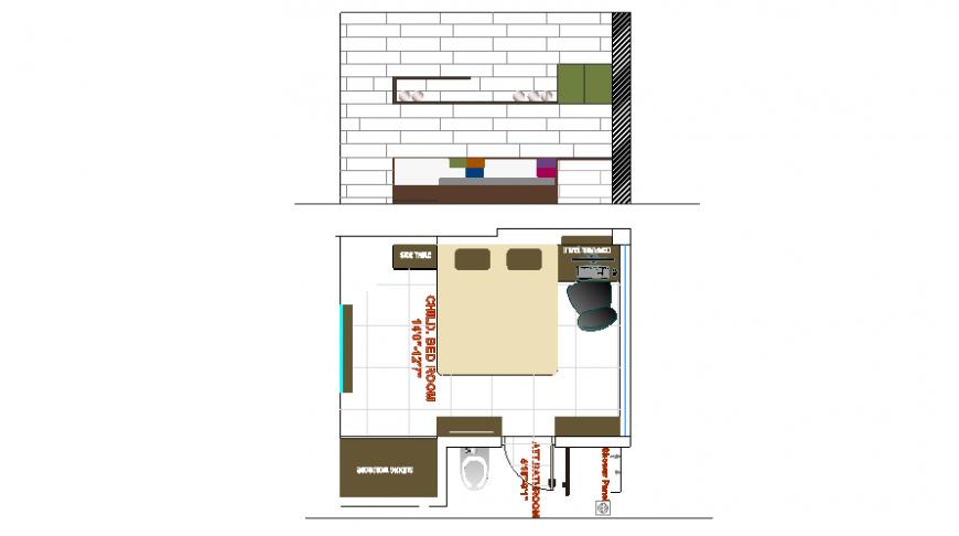 Bedroom plan drawings 2d view autocad file