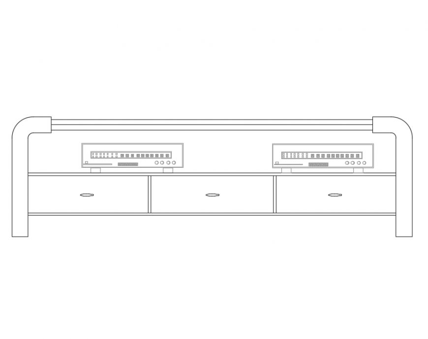 Bedroom storage unit furniture front view details dwg file