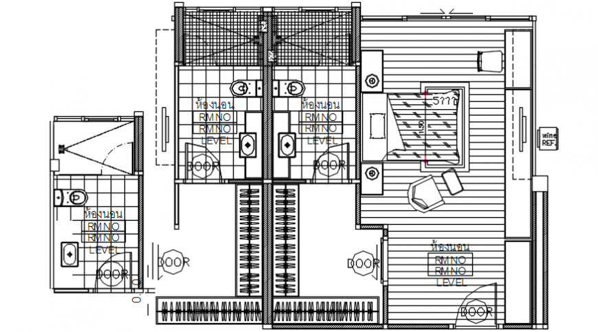 Bedroom top view furniture detail file