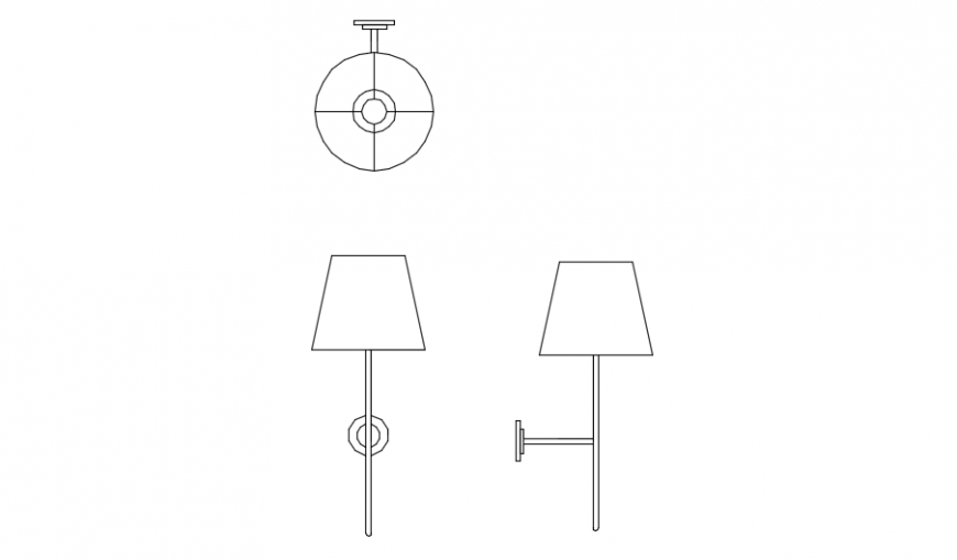 Bedroom wall lamp model detailing dwg file