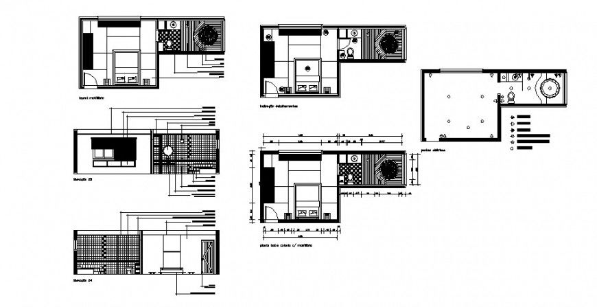 Bedroom with attach sanitary toilet plan autocad file