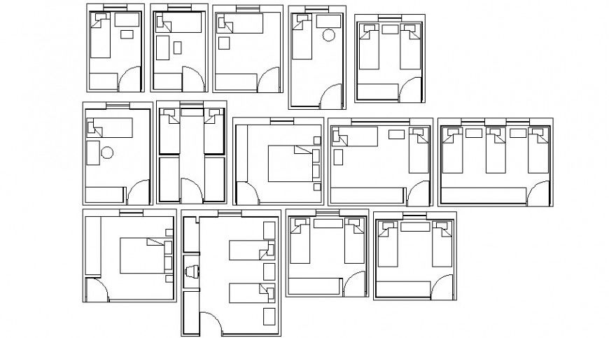 Bedroom work plan details drawing in autocad