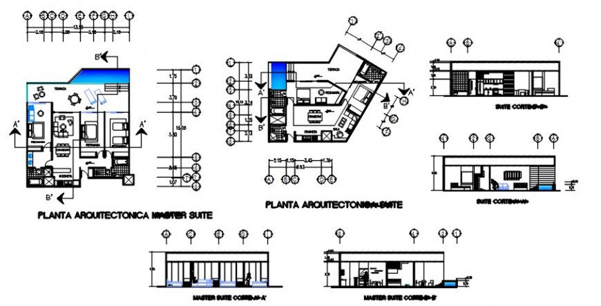 Bedrooms of five star hotel sections and plan cad drawing details dwg file