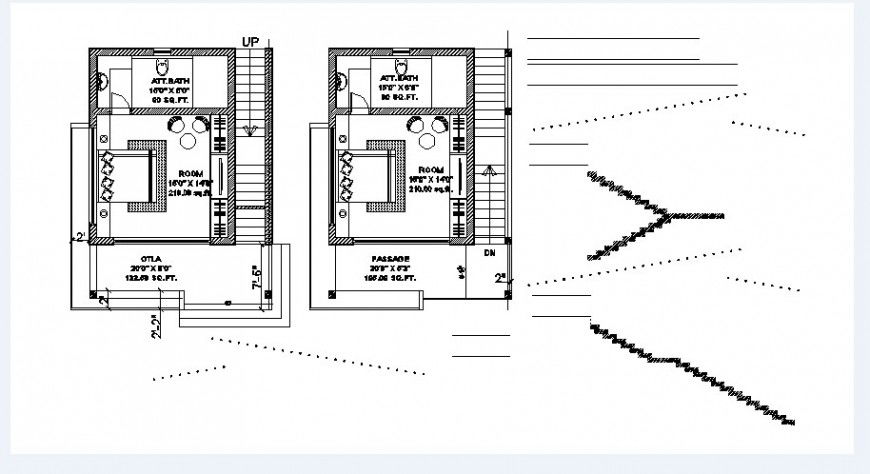Bedrooms of house layout plan and furniture drawing details dwg file