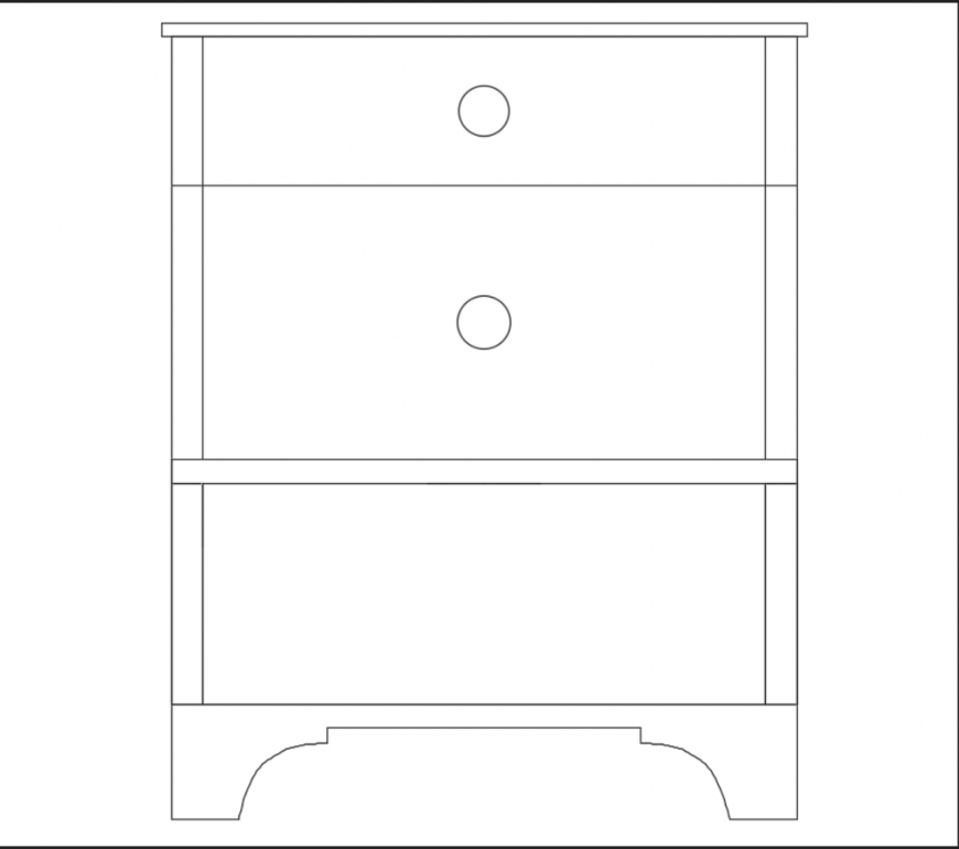 Bedside wooden cabinet cad block for bedroom dwg file