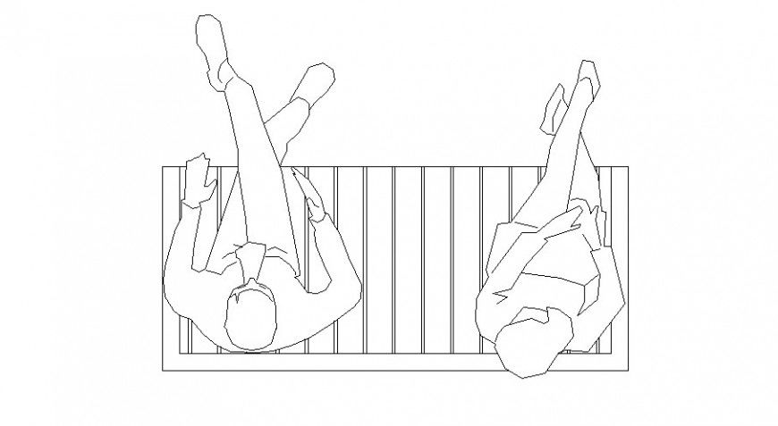 Bench elevation with seating people cad blocks details dwg file