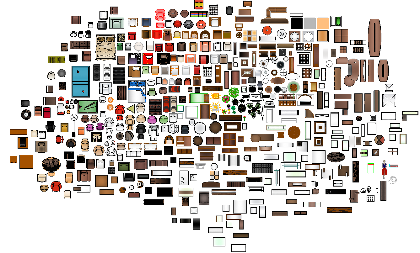 AutoCAD File of Furniture Blocks with Hatch Patterns for Interiors