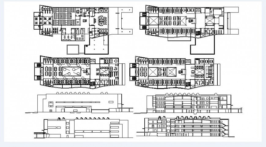 Bibliotech college elevation, section and floor plan drawing details ...