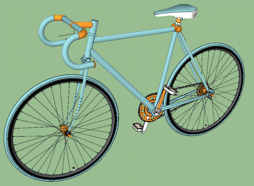 Bicycle detail elevation 3d model sketch-up file