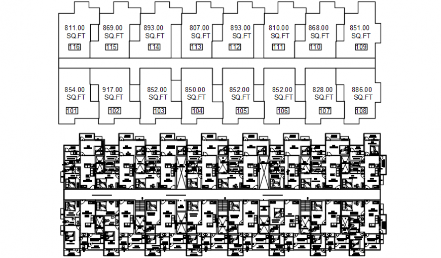 Big 2BHK apartments top view plan details file