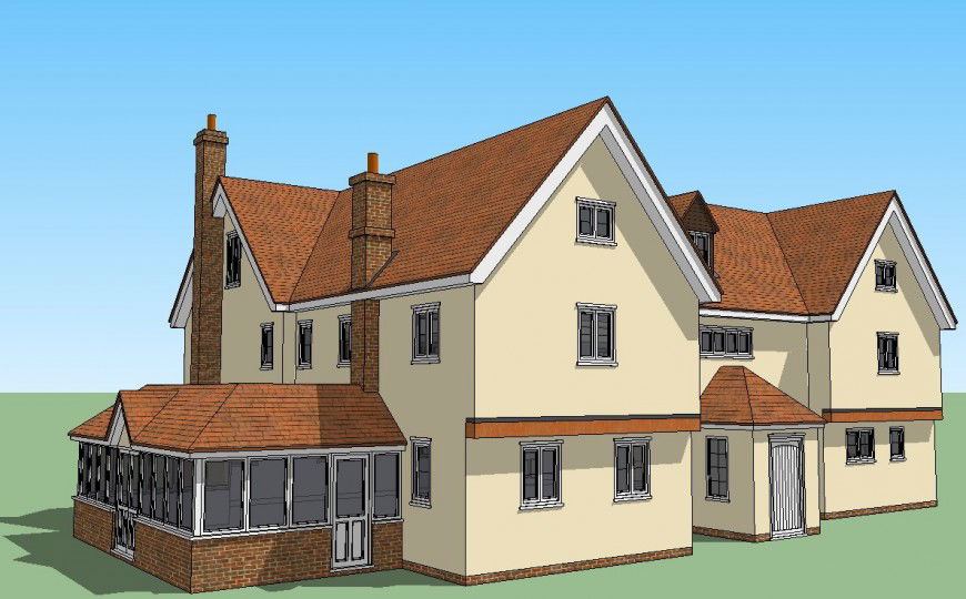 Big ancient house project front elevation detail