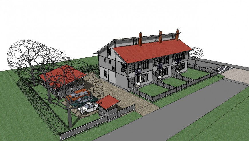Big cottage house elevation model