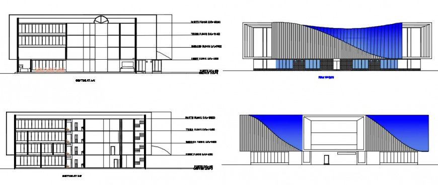 Big high rise educational institute building dwg file