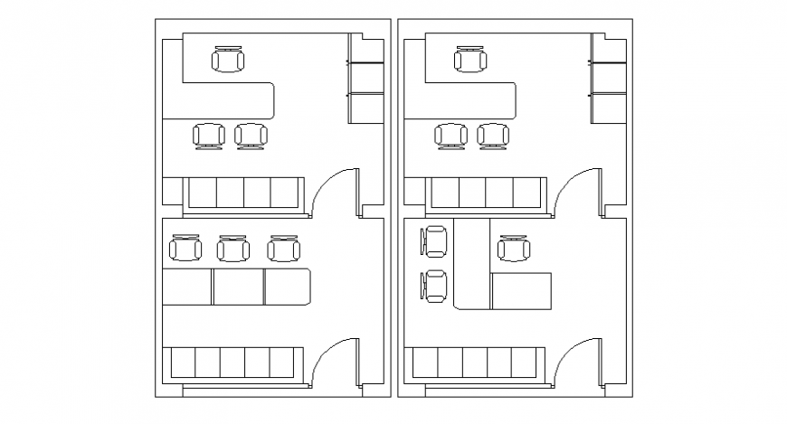 big office meeting room top view 2d