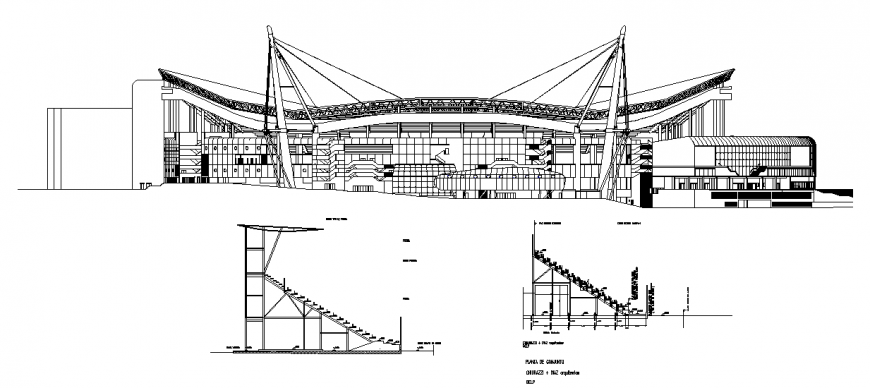 Big super mall and complex front design dwg file