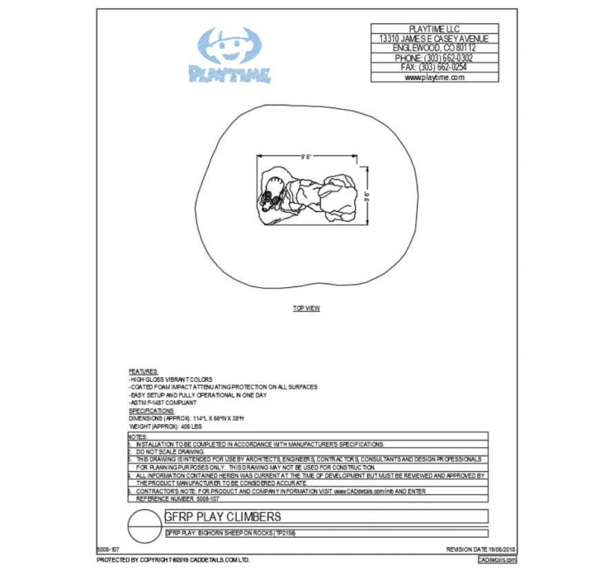 Bighorn sheep on rocks garden play equipment cad block design dwf file