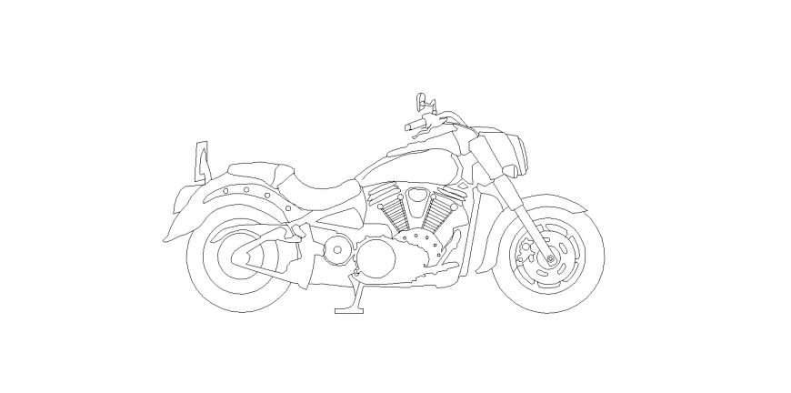 Bike design with its elevation of vehicle block dwg file