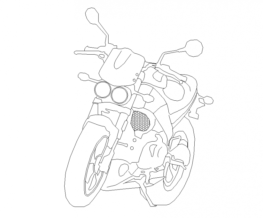 Bike isometric of block for vehicle dwg file