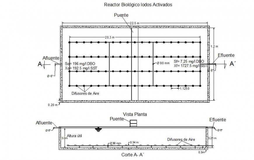 Biological reactors tank drawings details plan and section dwg file