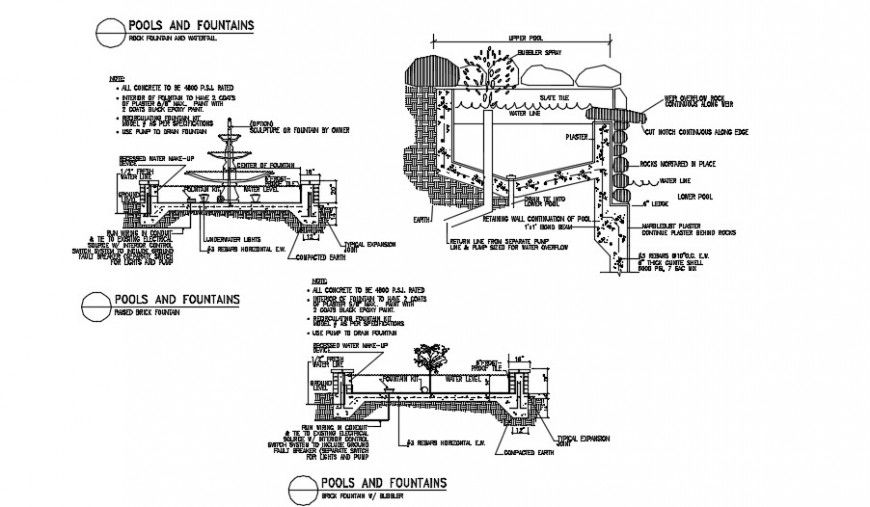 Block fountains imperial sectional detail dwg file