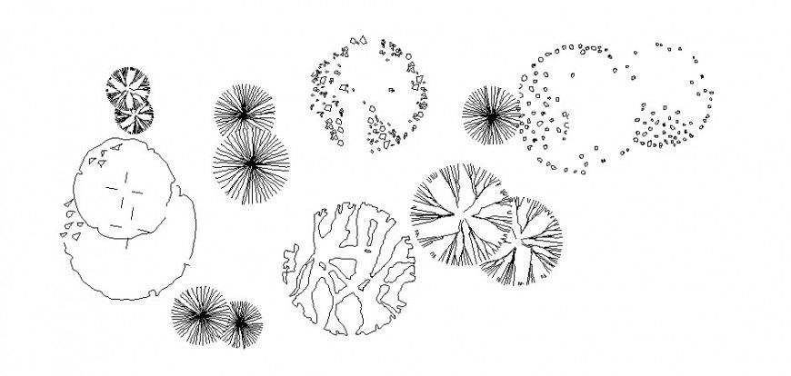 Block number 2 of different tree and plant in AutoCAD file