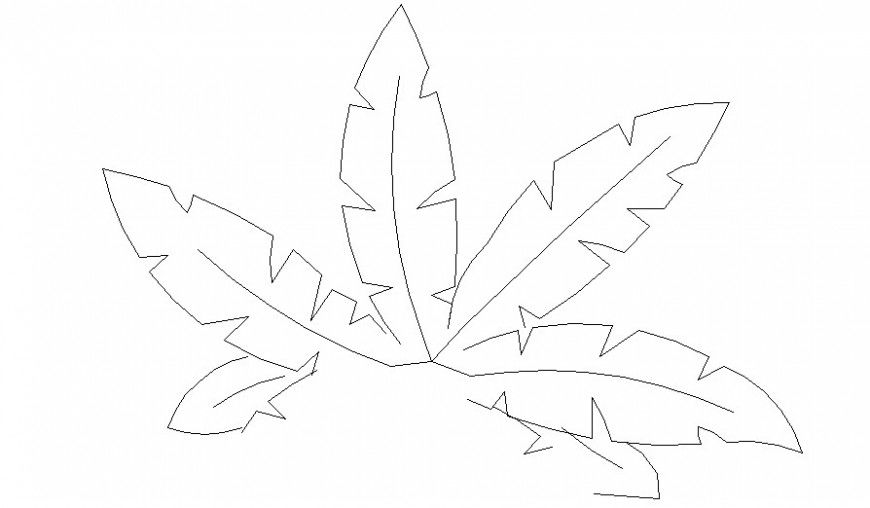 block of plant leaves 2d design AutoCAD file