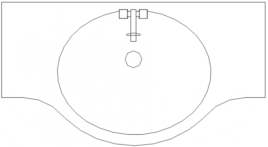 Block of sanitary view of wash basin in AutoCAD software