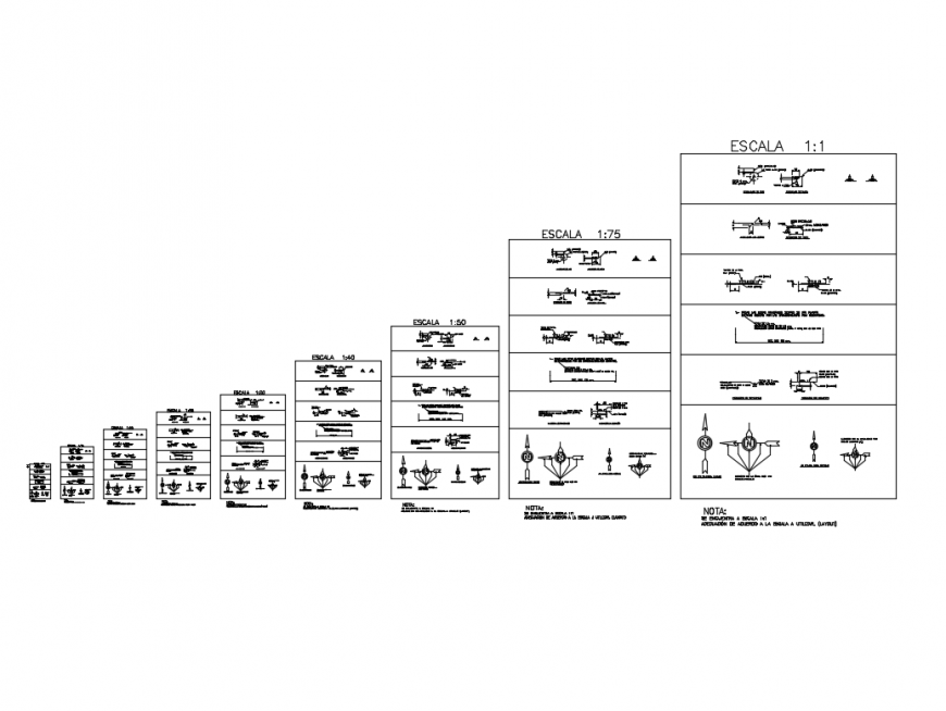 Blocks of drawing axle, level, cuts of wall structure details dwg file