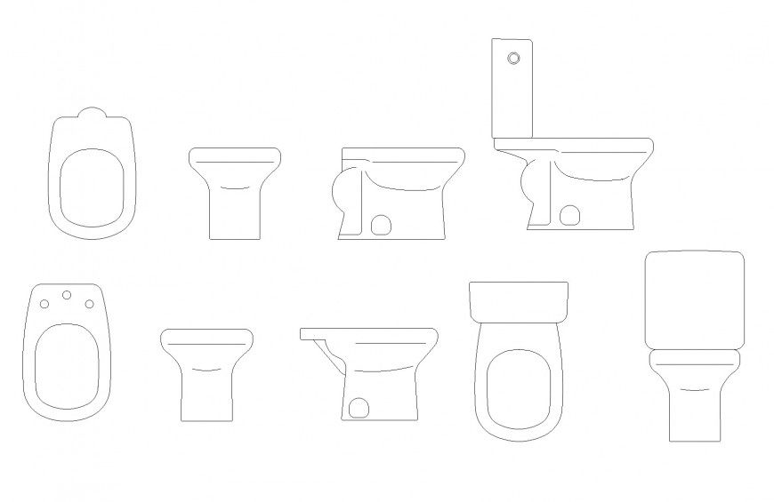 Blocks toilet sand bidets plan autocad file