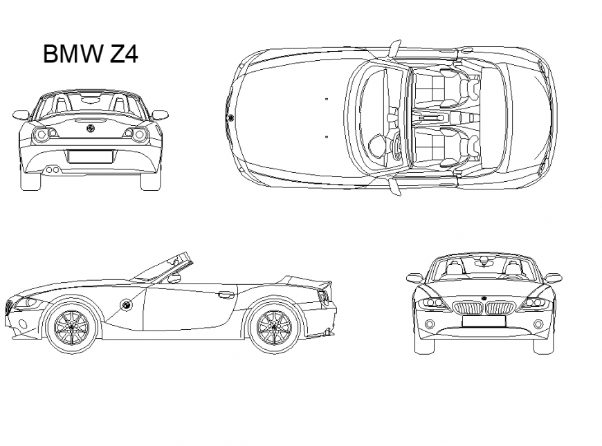 AutoCAD BMW Z4 Roadster 2002 elevation DWG file