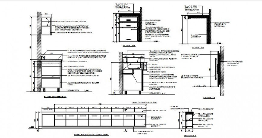 Board room cabinets and office desk and bank furniture cad drawing details dwg file