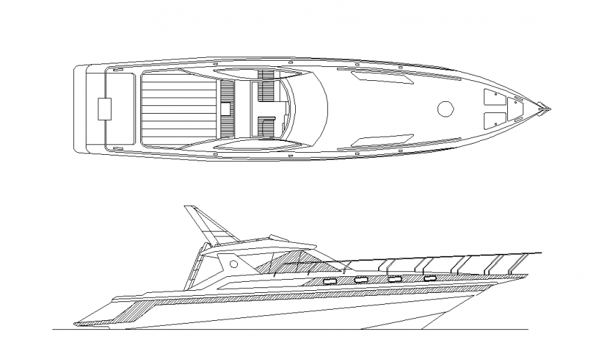 Boat detail elevation layout 2d view autocad file