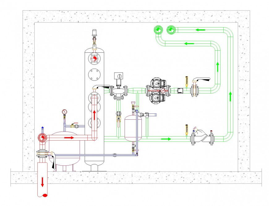 Boiler heat pump pipe lien detail