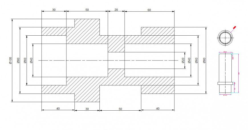 Bolt nut plan and section layout file